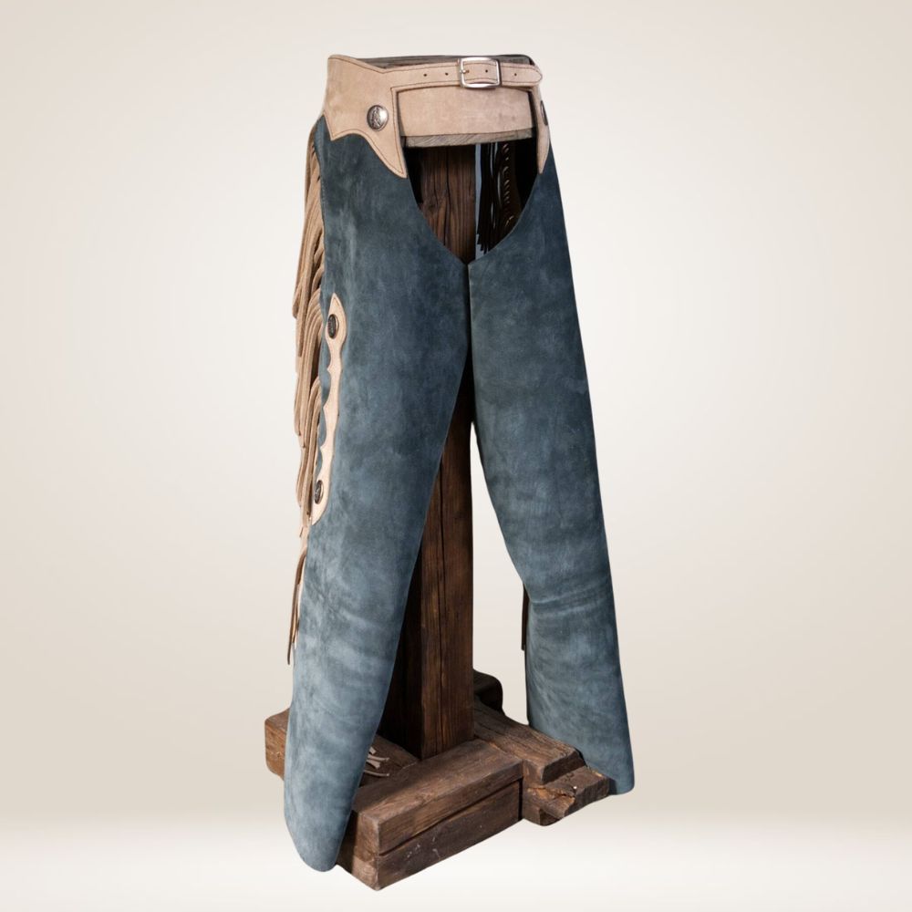 Men's Blue Suede Leather Chaps