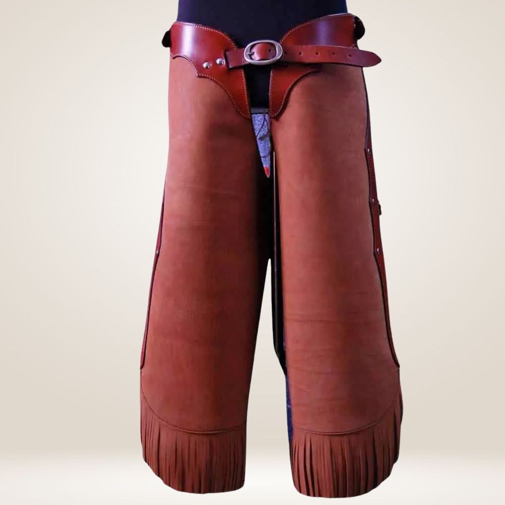 Classic Brown Suede Leather Chaps