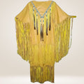 Women’s Cowhide Leather Long Fringes Wedding Maxi Dress Full