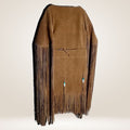 Women’s Brown Suede Leather Long Fringes Maxi Dress Back