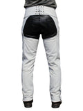 White Leather Western Chaps Buttless Back