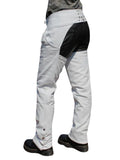 White Leather Western Chaps Buttless Other Side