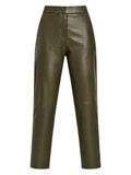 Green leather pants on a white background