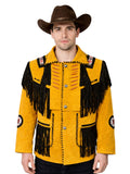 Yellow & Black Suede Fringe Western Jacket
