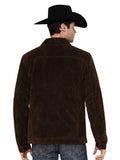Chocolate Brown Suede Cowboy Trucker Jacket Back View