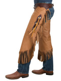 handcrafted brown leather cowboy chinks