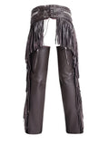 mens black leather cowboy fringe chaps