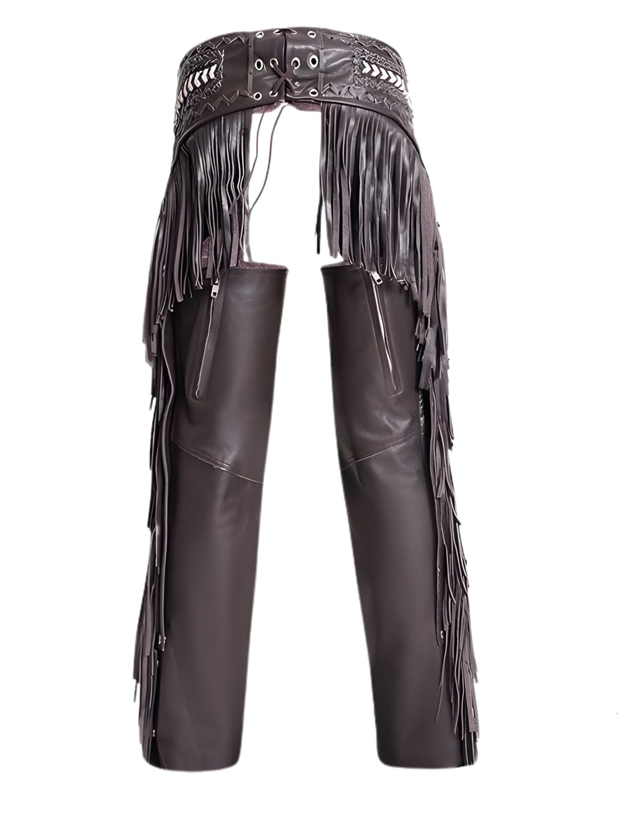 mens black leather cowboy fringe chaps