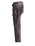 mens black leather fringe riding chaps