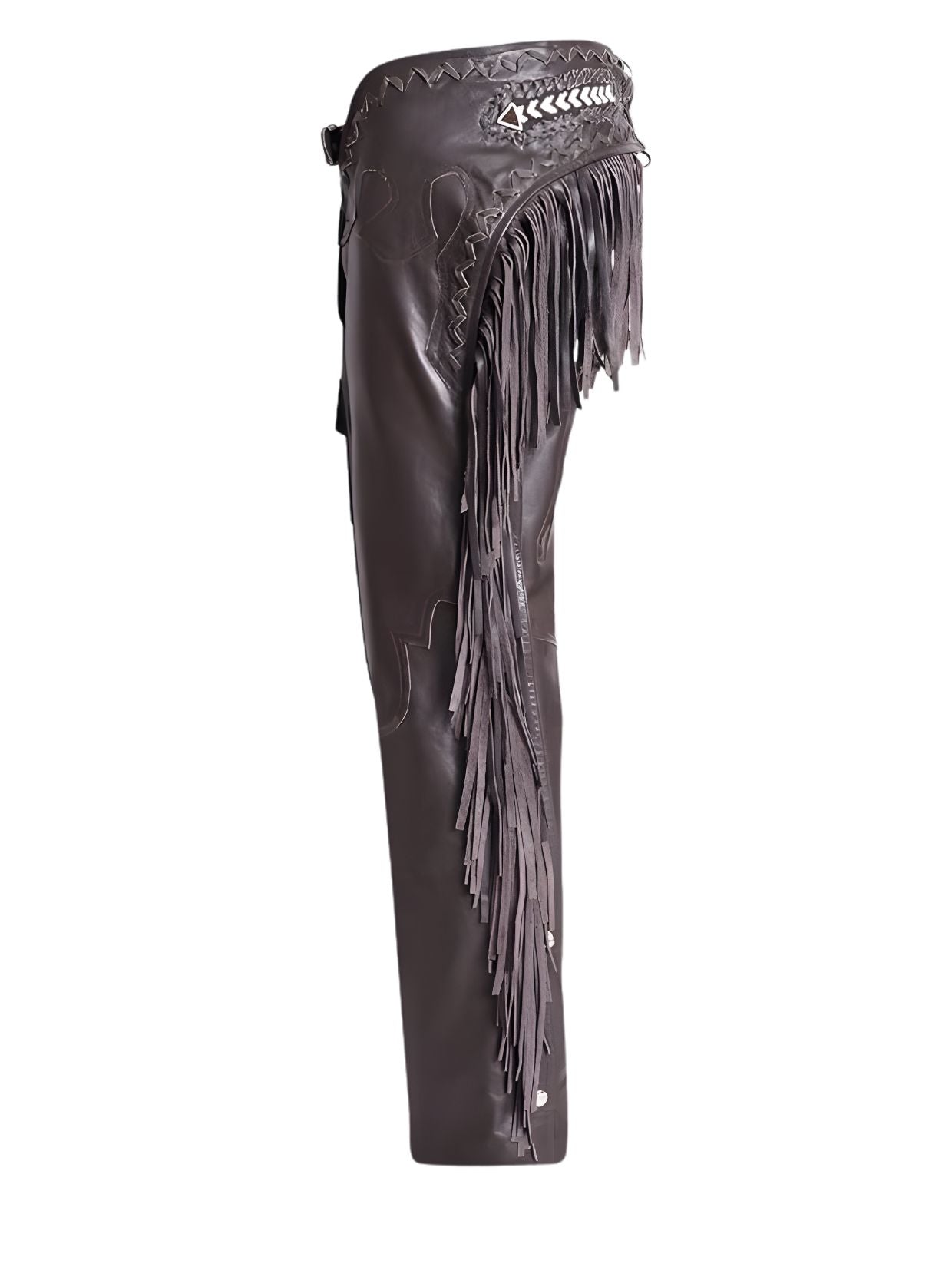 mens black leather fringe riding chaps