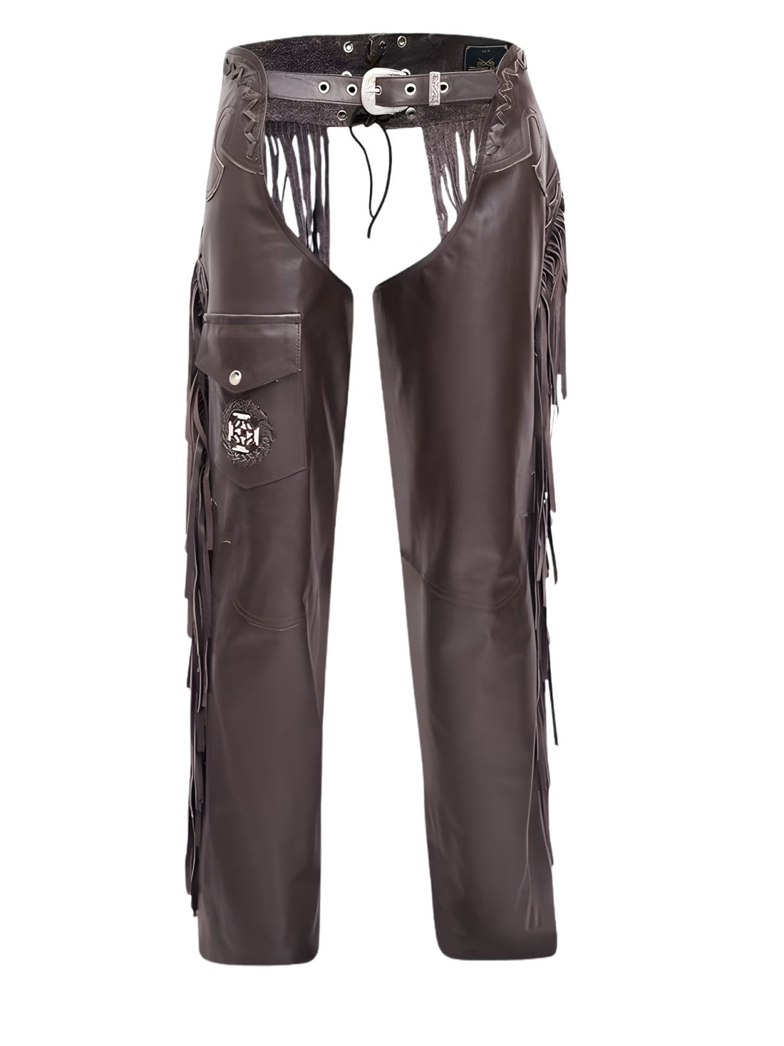 mens black leather western fringe chaps