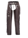 mens black leather western fringe chaps