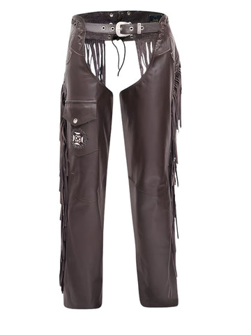 mens black leather western fringe chaps