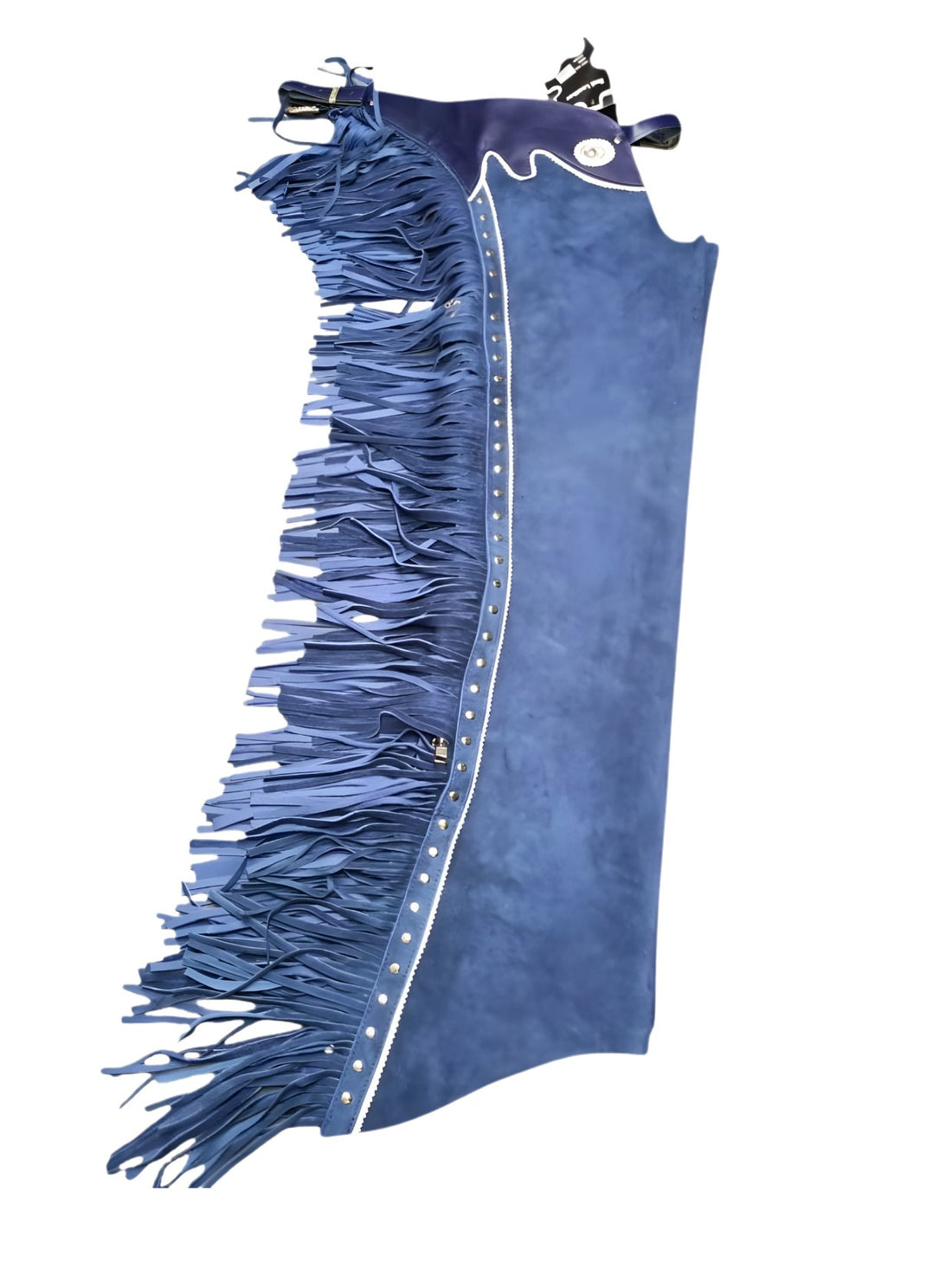 mens blue suede western fringe chaps