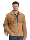 mens tan suede fringe jacket western front style