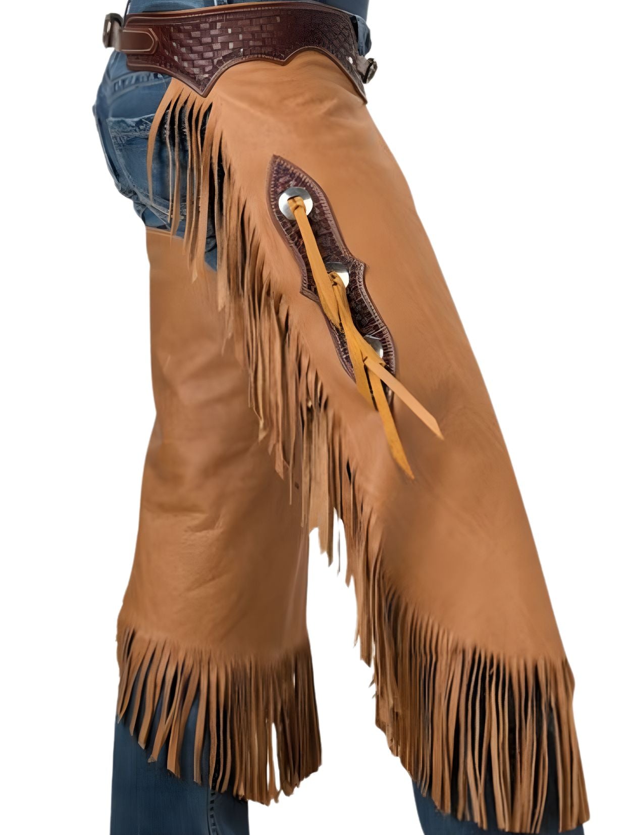 western leather chinks with fringe